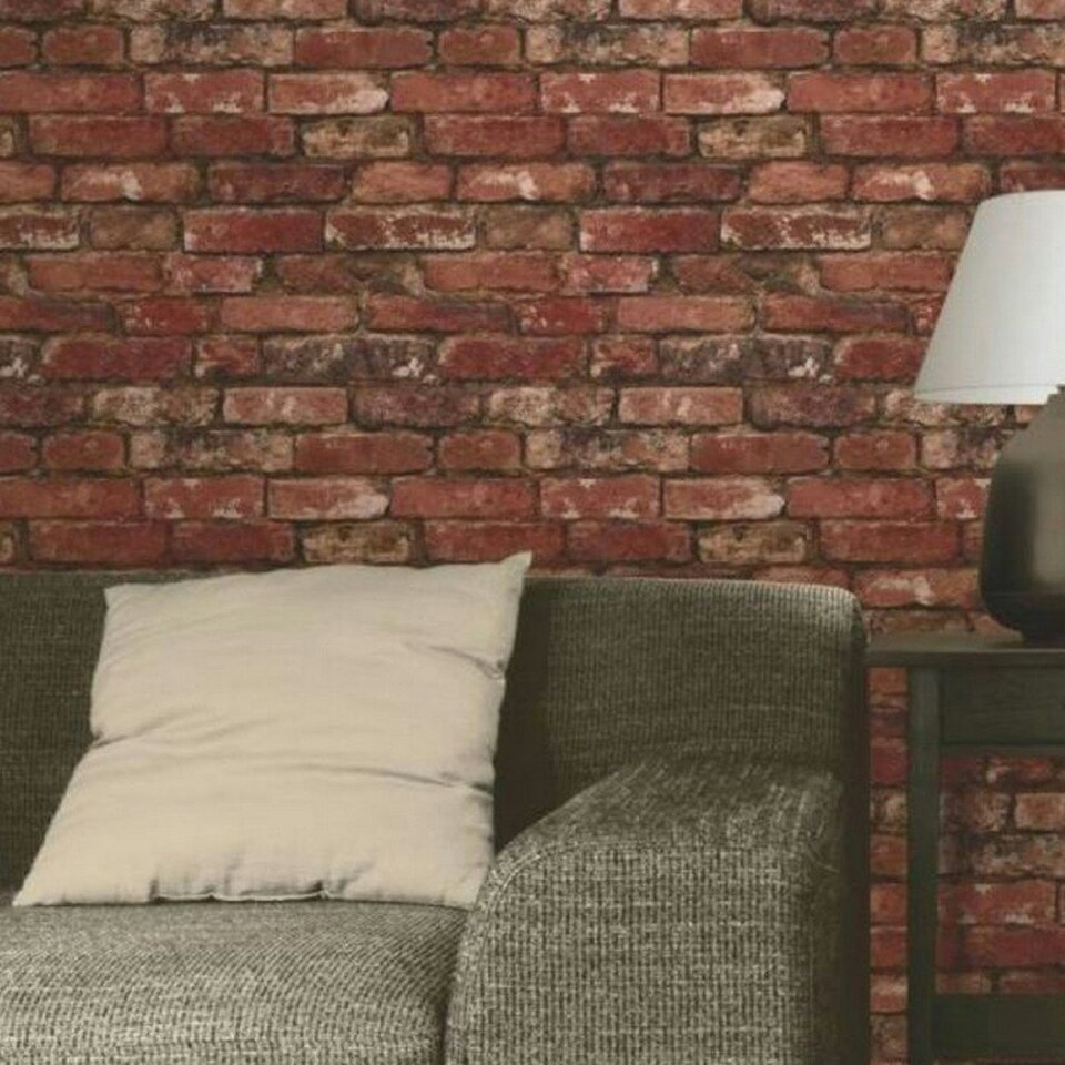 image 1 of Fine Decor Brick Wallpaper - Red - One Size Red