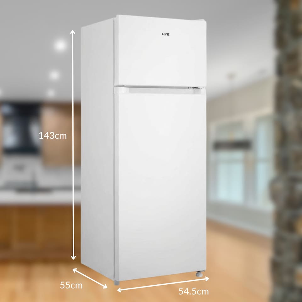 image 1 of HYE Freestanding Top Mounted Fridge Freezer, 206 Litre, 54.5cm, White - RF01TMF206W03