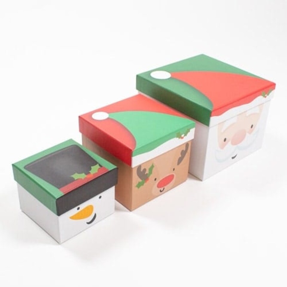 image 1 of Christmas Characters Stackable Gift Boxes - Pack of 3