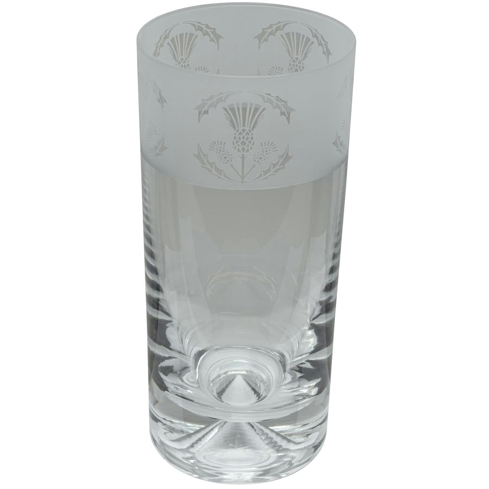 Animo Glass Highball Glass Etched Tumbler Thistle