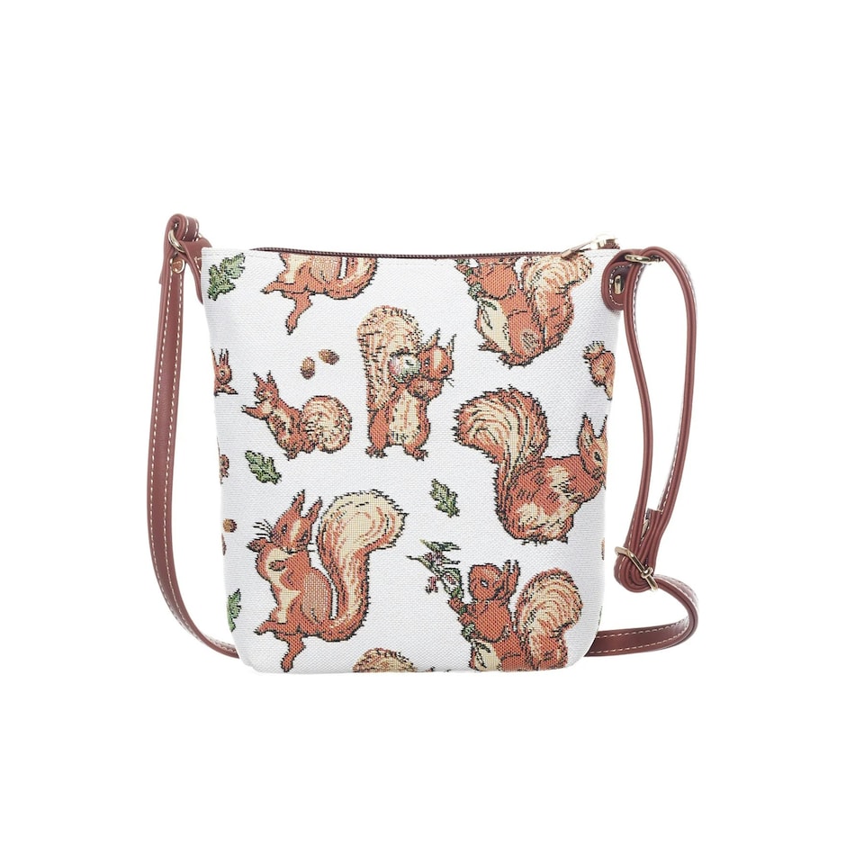 image 1 of Signare Adjustable Sling Bag - Peter Rabbit Squirrel Nutkin Brown | Beige