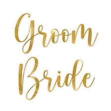 Bride & Groom Gold Prosecco / Champagne Drinking Glass Stickers