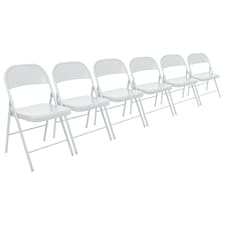 Harbour Housewares Metal Folding Chairs - Matt White - Pack of 6 | White | Matt White
