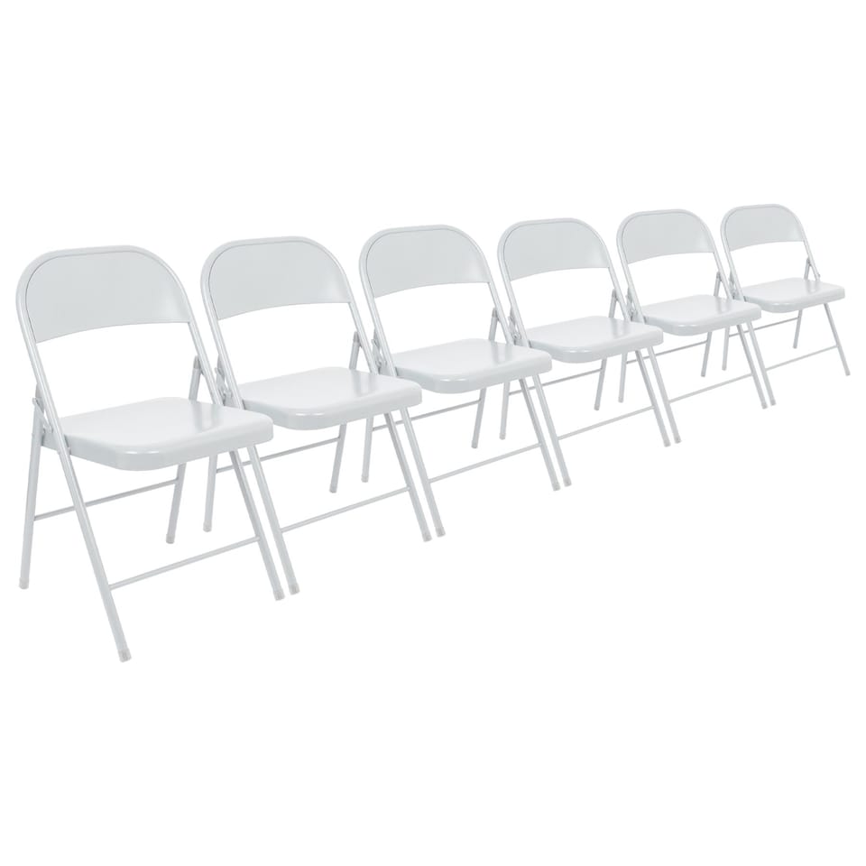 image 1 of Harbour Housewares Metal Folding Chairs - Matt White - Pack of 6 | White | Matt White