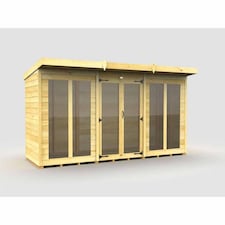 12ft x 4ft Pent Summer House (Full Height Window) - Wood - L118 x W358 x H201 cm Brown
