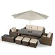 image 3 of Sydney 8 Seater Drinks Cooler Conversation Dining Set With Coffee Table & 3 Stools Brown | Ivory
