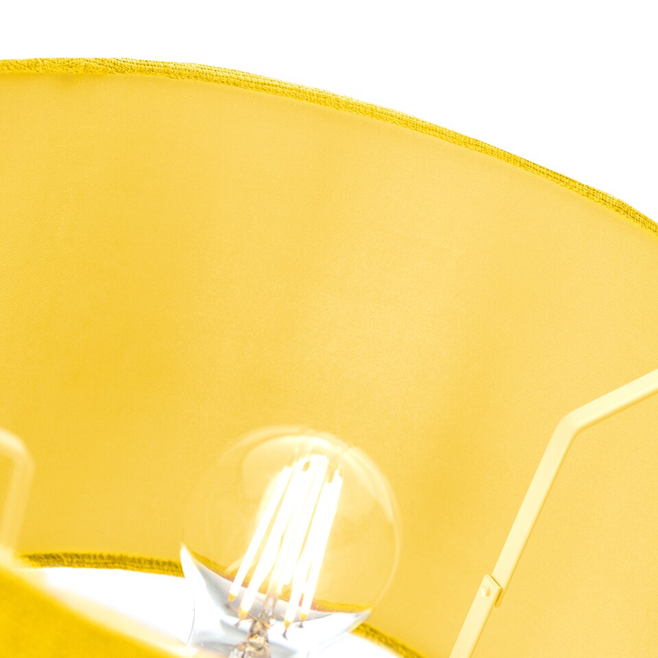 image 1 of Contemporary and Sleek Yellow Plain Linen Fabric Drum Lamp Shade 60w Maximum | Yellow