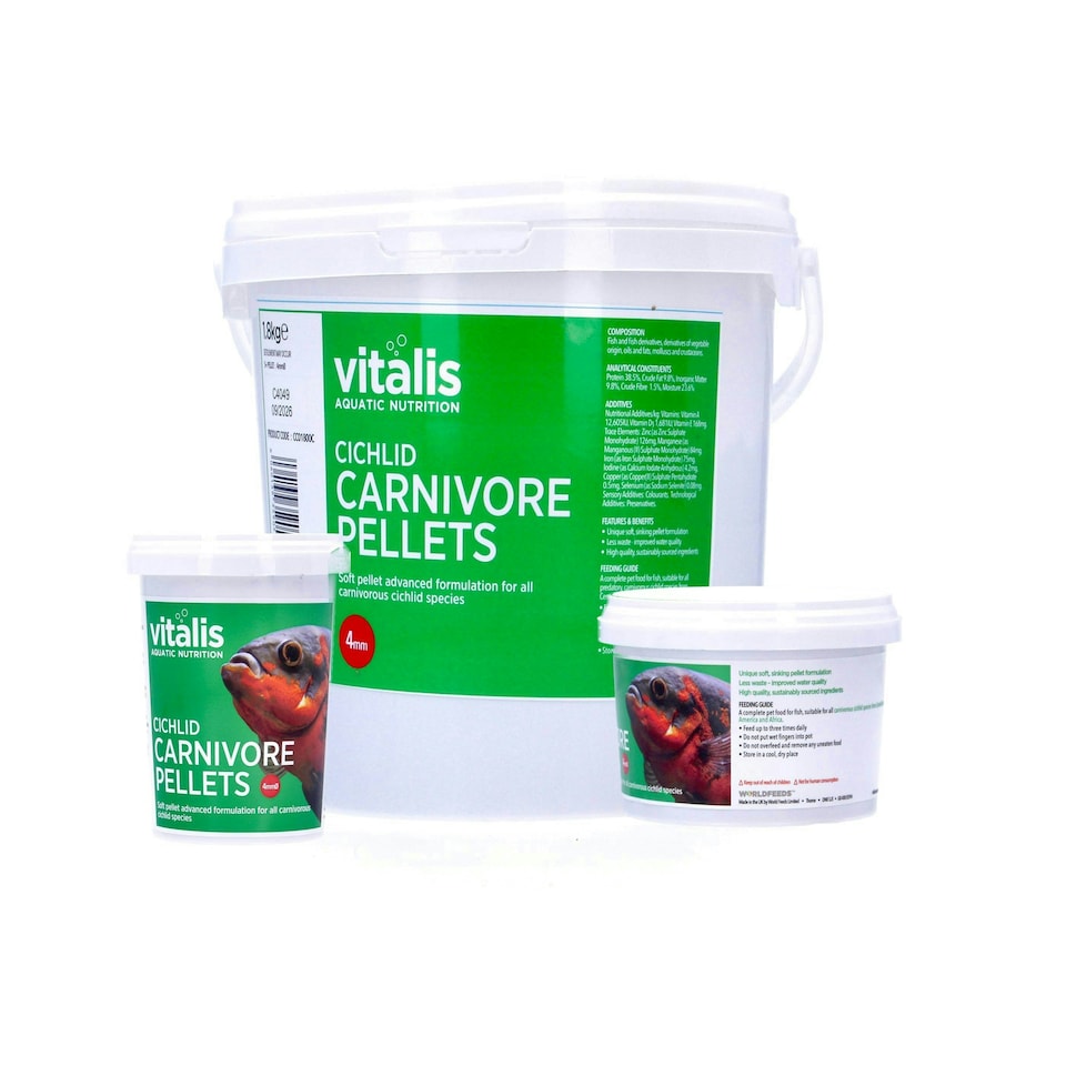 image 1 of Vitalis Cichlid Carnivore Pellets - 4mm Pellets Multi