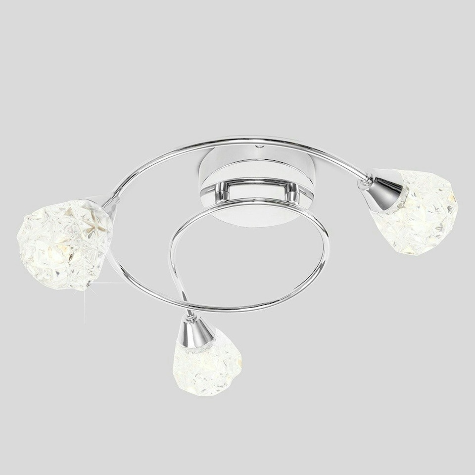 image 1 of ValueLights Astley 3 Way Chrome Swirl Ceiling Light Glass Shades | Chrome