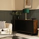 image 3 of ValueLights Balan Brushed Gold Table Lamp Forest Green Velvet Gold Shade and Bulb