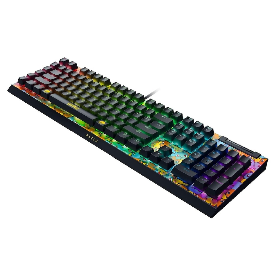 image 1 of BlackWidow V4 X Pokémon Edition - Mechanical Gaming Keyboard - Chroma RGB - Green Clicky Switches - 6 Dedicated Macro Keys - Doubleshot ABS Keycaps - QWERTY US-Layout | Pokémon Kanto