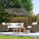 image 2 of Outsunny 3 x 3(m) Cantilever Parasol Garden Umbrella with Base Light Grey Grey | Light Grey