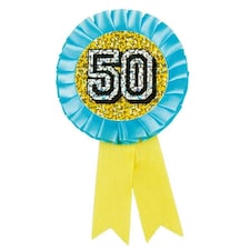 Boland Holographic 50th Birthday Badge - Yellow/Blue - One Size