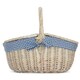image 8 of White Wash Finish Oval Wicker Basket with Lining Blue | Blue | One Size