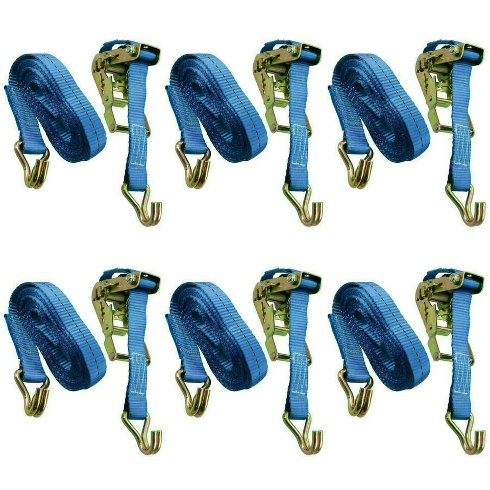 image 1 of 6 x 4 Metre x 25mm Heavy Duty ratchet Strap Tie Down Lashing Straps 0.4 Ton