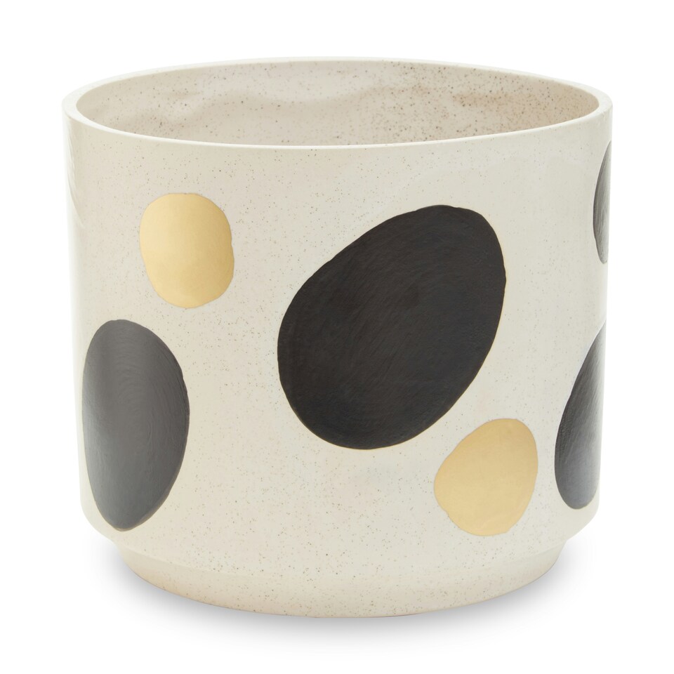 image 1 of Interiors by Premier White & Gold Speckled Ceramic Planter, Modern Large Ceramic Garden Pot for Home Decor, Pots for Plants Multi
