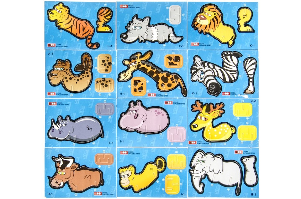 image 1 of Pack of 12 Animal Shape 3D Puzzles