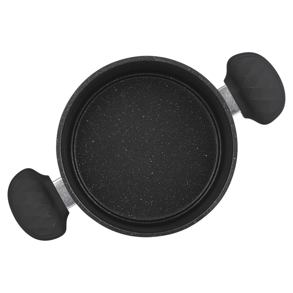 image 1 of Pressed Carbon Saucepans Casserole Pots Frying Pans Induction Soft Touch Handles | Black | Black | 24cm Casserole Pot | 1