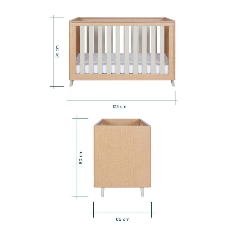 image 1 of Tutti Bambini Fika Mini Cot Bed - Light Oak/White Sand