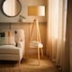 image 2 of ValueLights Morrigan Natural Shade Wood Tripod Floor Lamp Cream