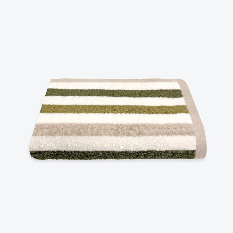 image 1 of Cali Striped Bath Towel 70 x 140cm 100% Cotton - Green