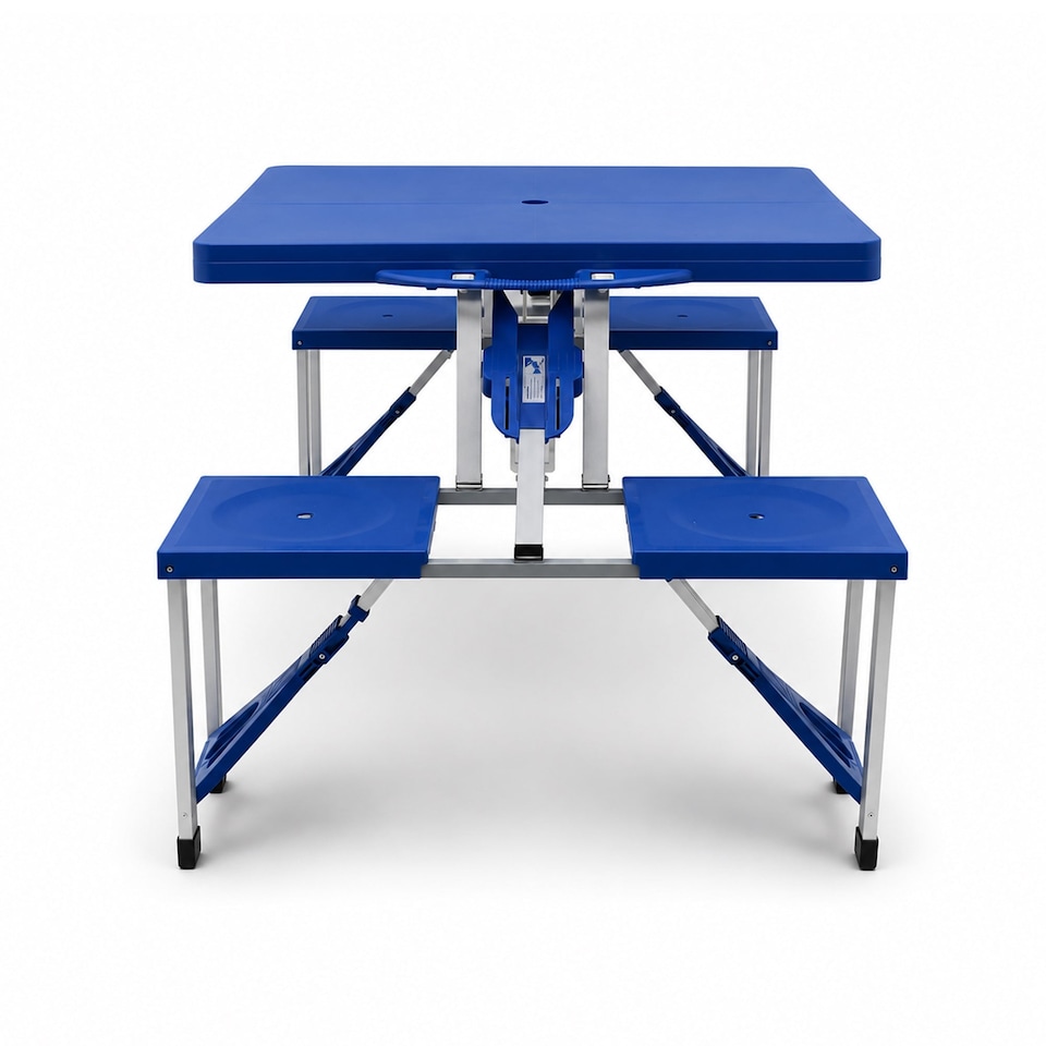 image 1 of Portable Folding Outdoor Picnic Table and Bench Set 4 Seats | Blue