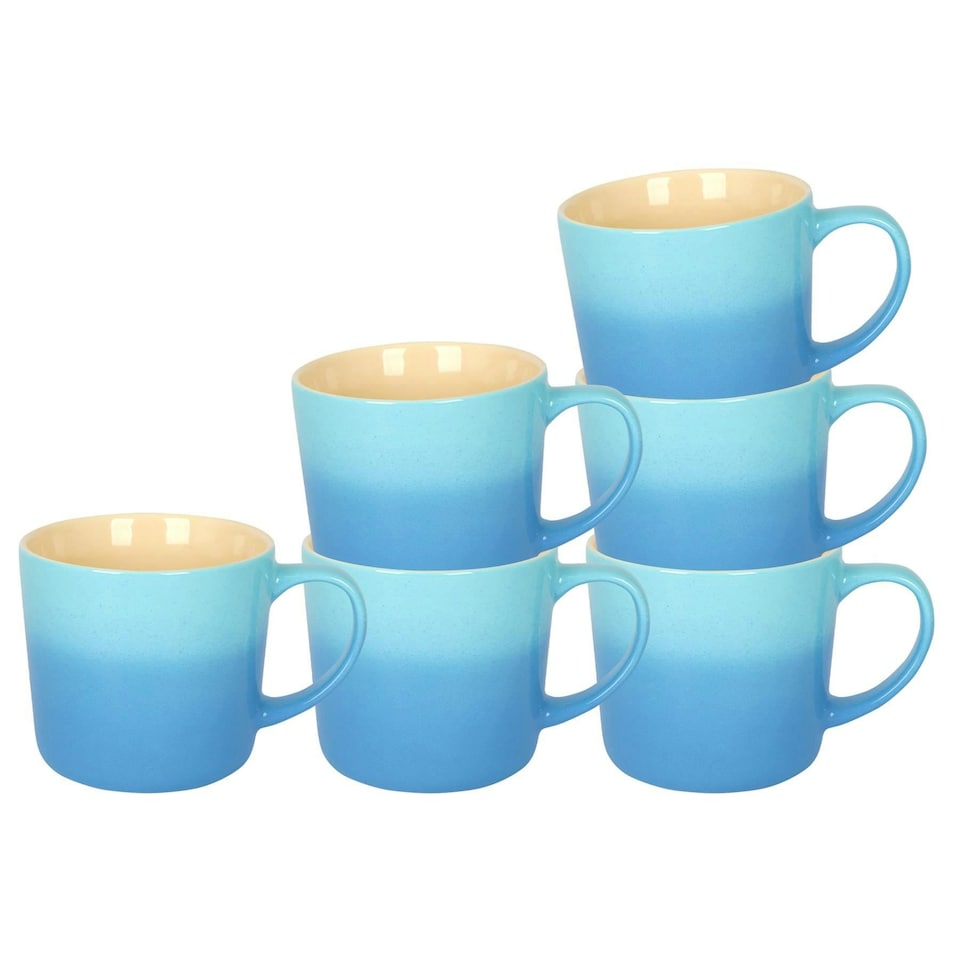 image 1 of Argon Tableware New Bone China Mugs - 330ml - Blue Ombre - Pack of 6 Blue
