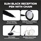 image 3 of Pack of 24 Slim Black Reception Counter Pens on Chain