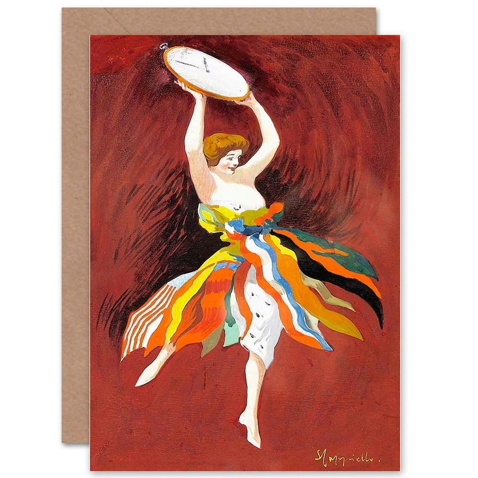image 1 of Dancing Woman Brandishing Clock Weird Art Card