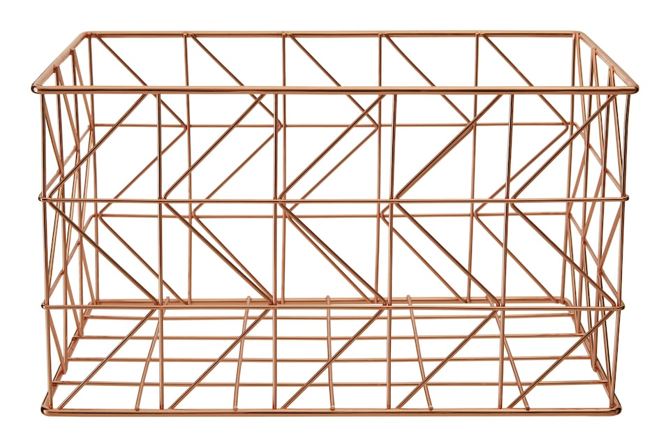 image 1 of Functional Copper Finish Zigzag Wire Basket, Stylish Wireframe Basket For Kitchen, High Quality Basket | Gold