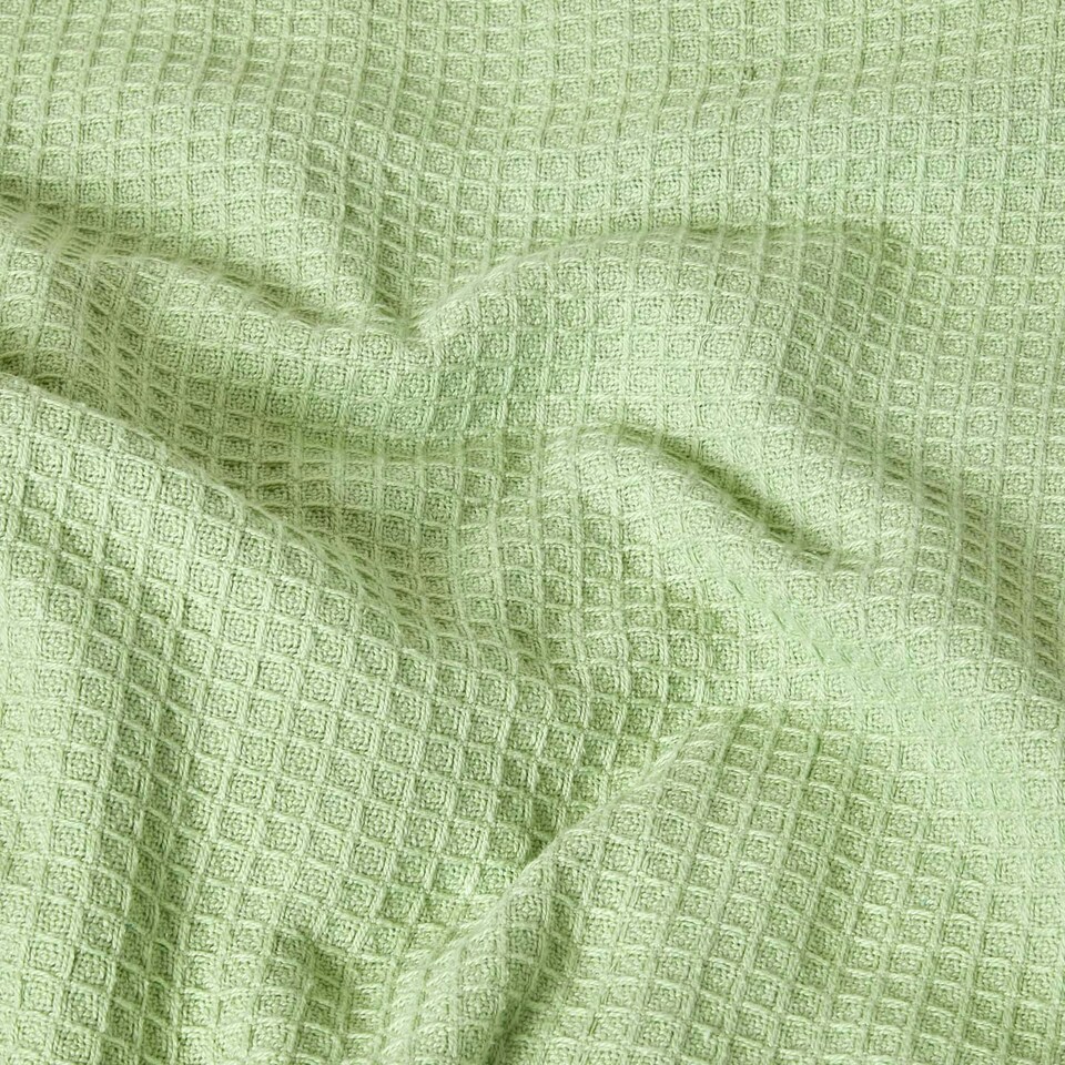 image 1 of Homescapes Organic Cotton Waffle Blanket/ Throw Sage Green - 178 x 228 cm Green