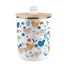 Botanical Chickens Food Waste Caddy - Metal 2L Decorative Kitchen Compost Bin
