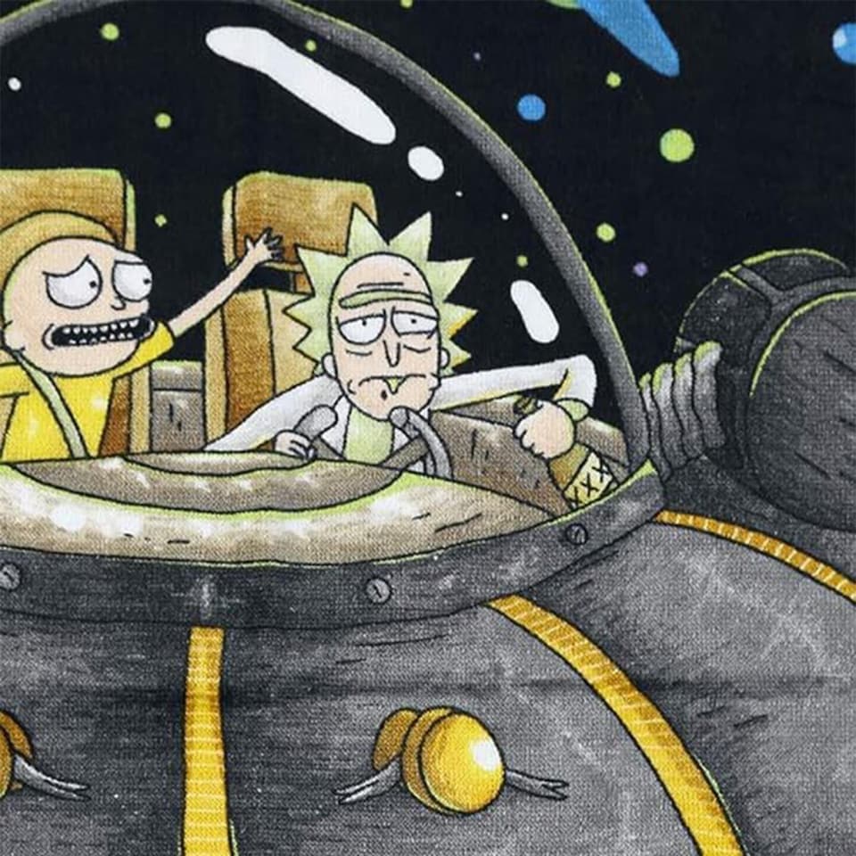 image 1 of Rick And Morty UFO Towel | Black | Black/Green | One Size | 1