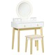 image 1 of HOMCOM Dressing Table Set With LED Mirror, Stool & 4 Drawers Makeup Desk White