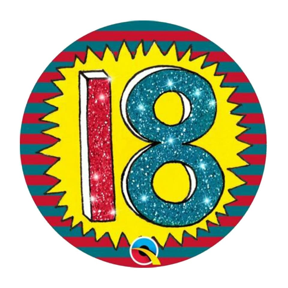 Rachel Ellen Wow Glitter 18th Badge - Yellow/Red/Green - One Size