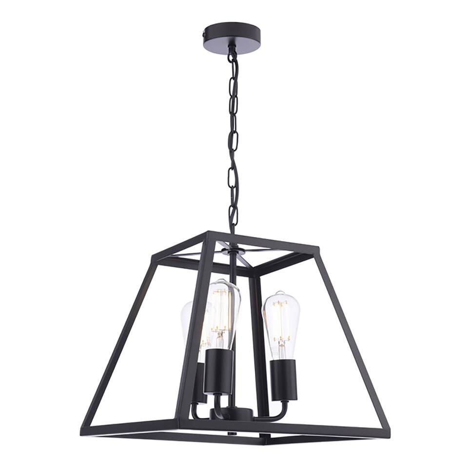 image 1 of Charley 3-Light Black Lantern Ceiling Pendant