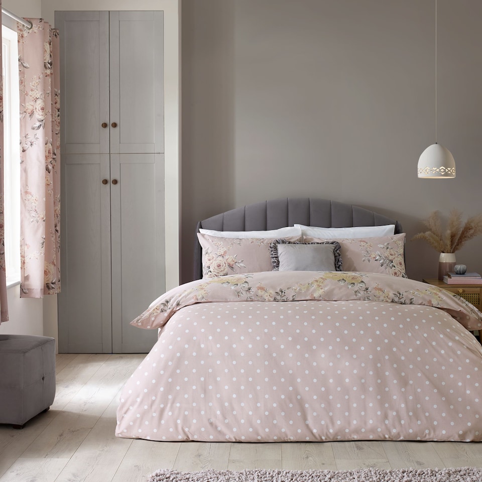 image 1 of Canterbury Floral Reversible Duvet Cover Set | Pink | Blush Pink
