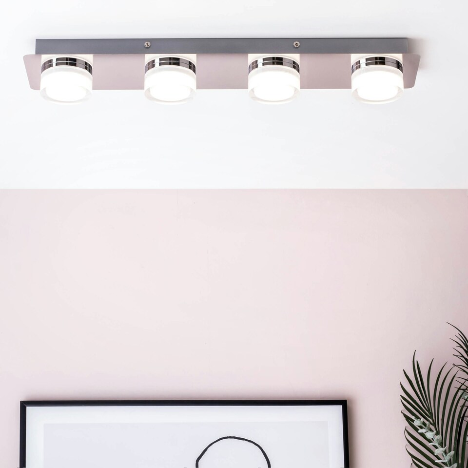 image 1 of BHS Brooke LED Bathroom Ceiling Spotlight Bar | Silver | Chrome | 1