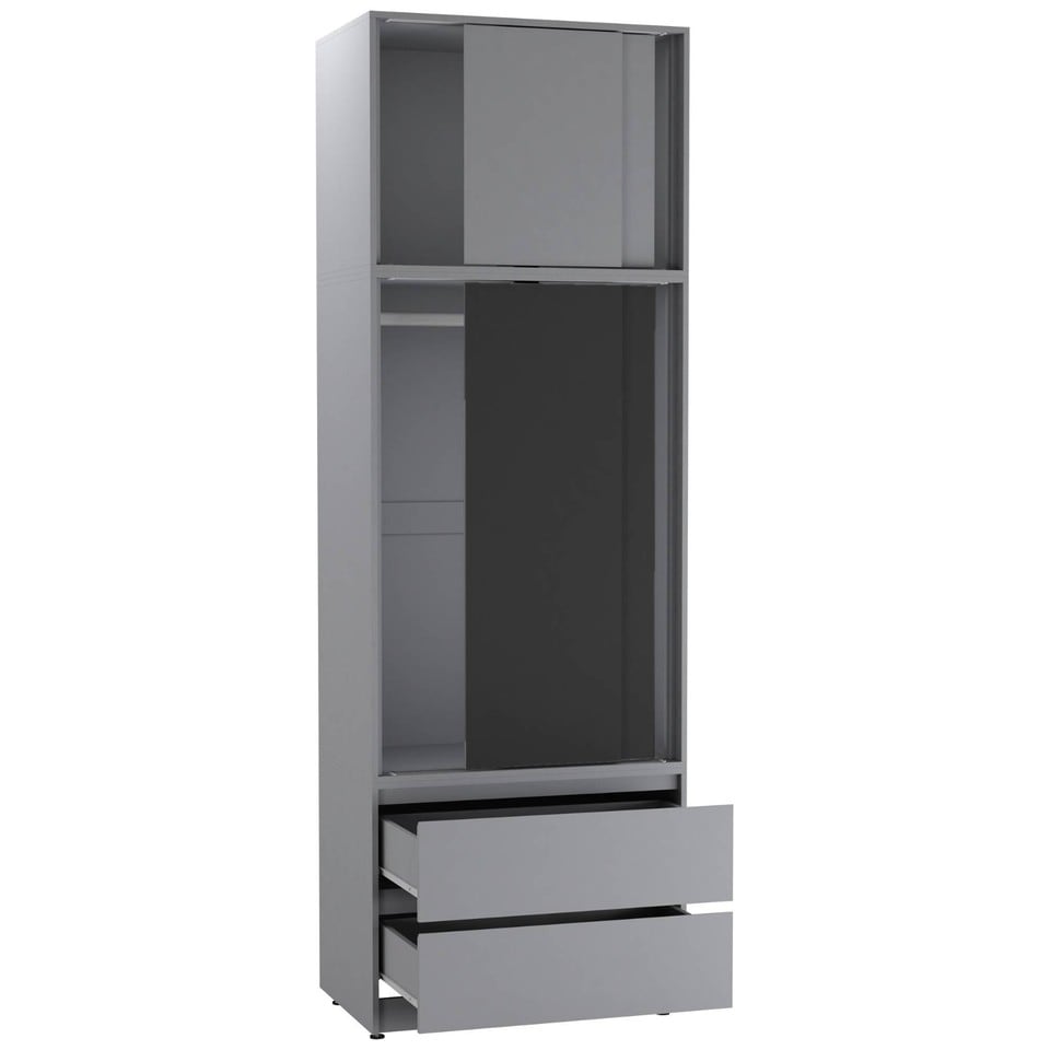 image 1 of 240cm 2 Sliding Doors Wardrobe Bedroom Storage Closet Hanging Rail Cupboard Unit | Multi | Grey Carcass & Black Doors | 1