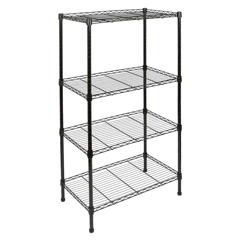 image 1 of Harbour Housewares Adjustable Wire Shelving Unit - 4 Tier - Black