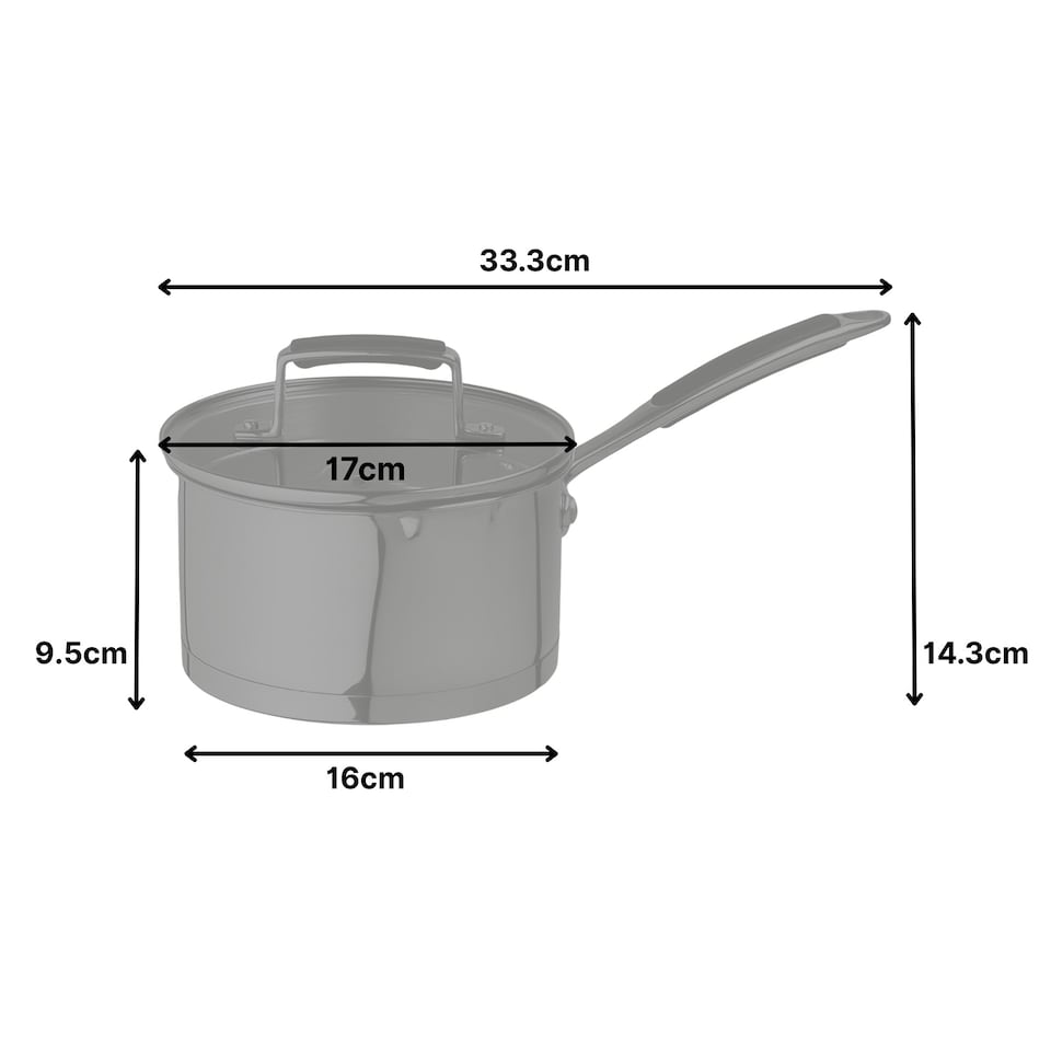 image 1 of ProChef 16cm Stainless Steel Saucepan with Glass Lid Induction & Oven Safe Silver
