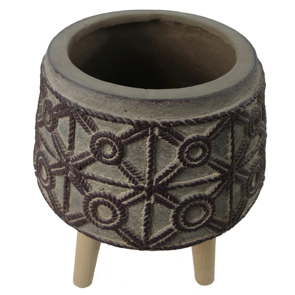 image 1 of Embossed Composite Large Planter Brown