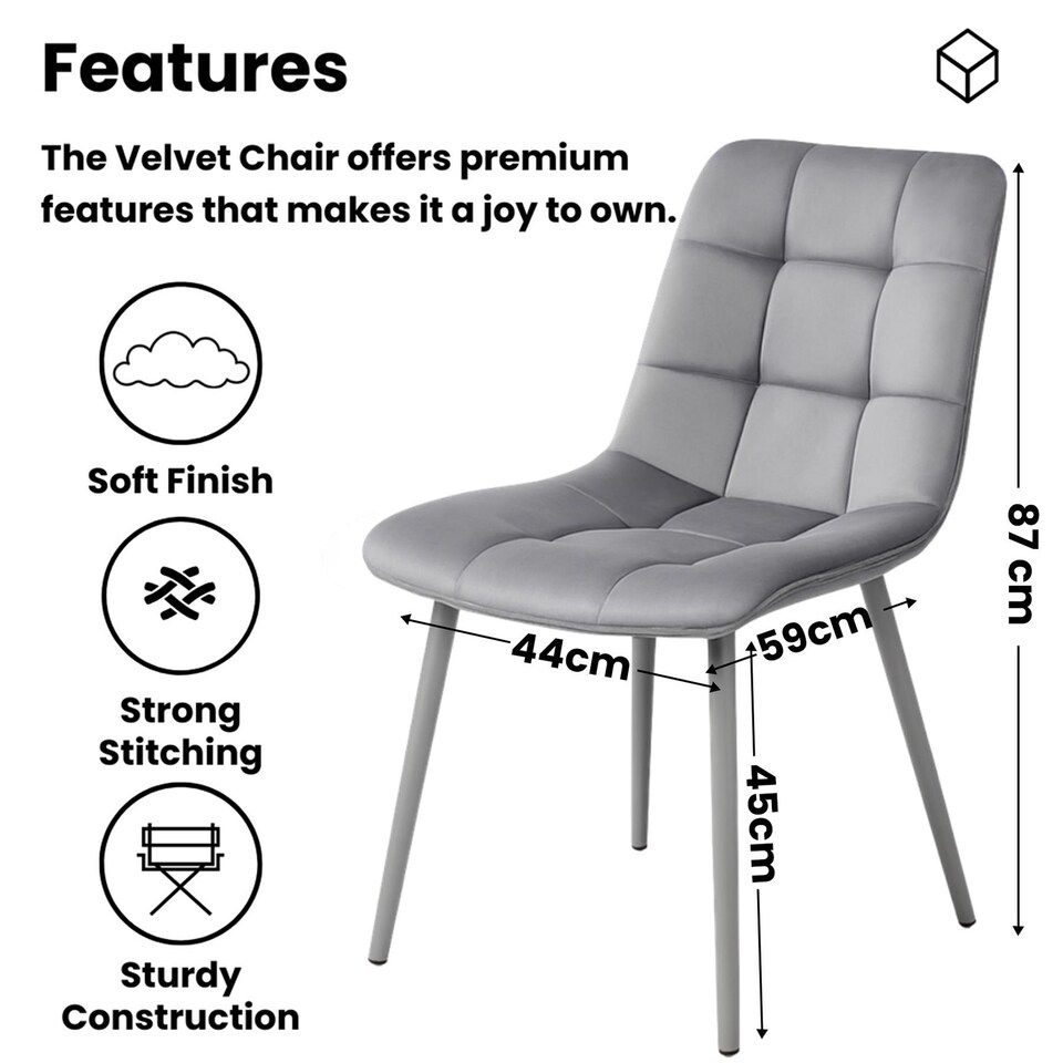 image 1 of Dining Table and 6 Chairs  Black Dark Grey 6 Grey Velvet Chairs Wood Dining Set Furniture | Grey | One Size | 7