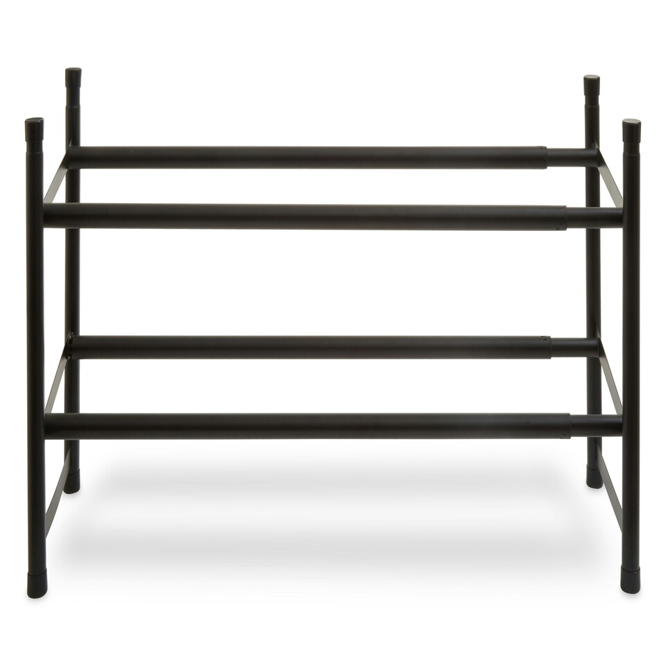 image 1 of Interiors By Premier Minimal Two Tier Shoe Rack, Functional Shoe Drawer Organizer For Bedroom, Robust Shoe Rack For Livingroom Black