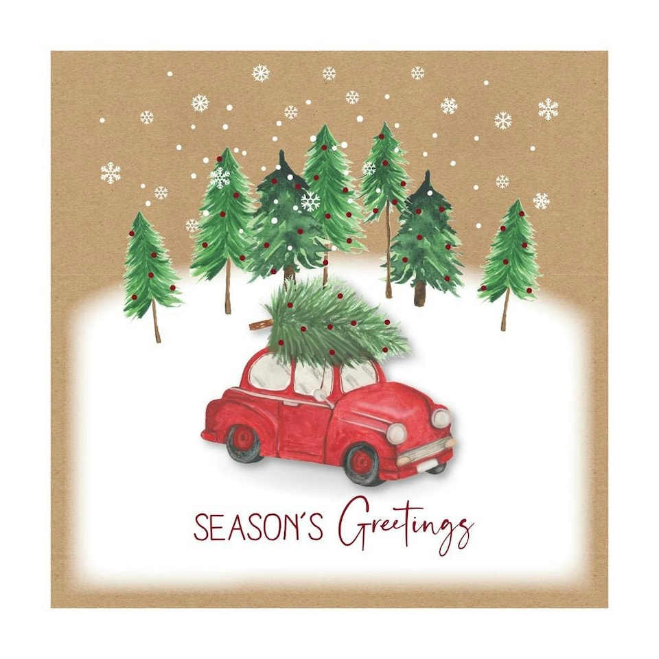 image 1 of Pack of 12 Driving Home Kraft Christmas Box Cards