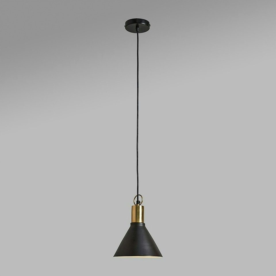 image 1 of ValueLights Nowek Matte Black Pendant Light and E27 Pear LED 4W Warm White 2700K Bulb