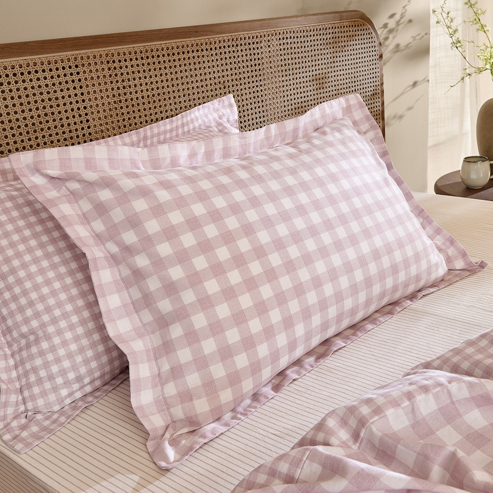 image 1 of Yard Barton Gingham Check Duvet Cover Set | Pink | Blush | King | 1