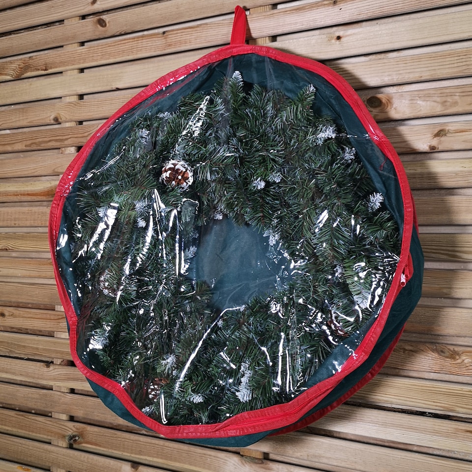 image 1 of 65cm Green Christmas Wreath Decoration Storage Bag with Zip and Carry Handle