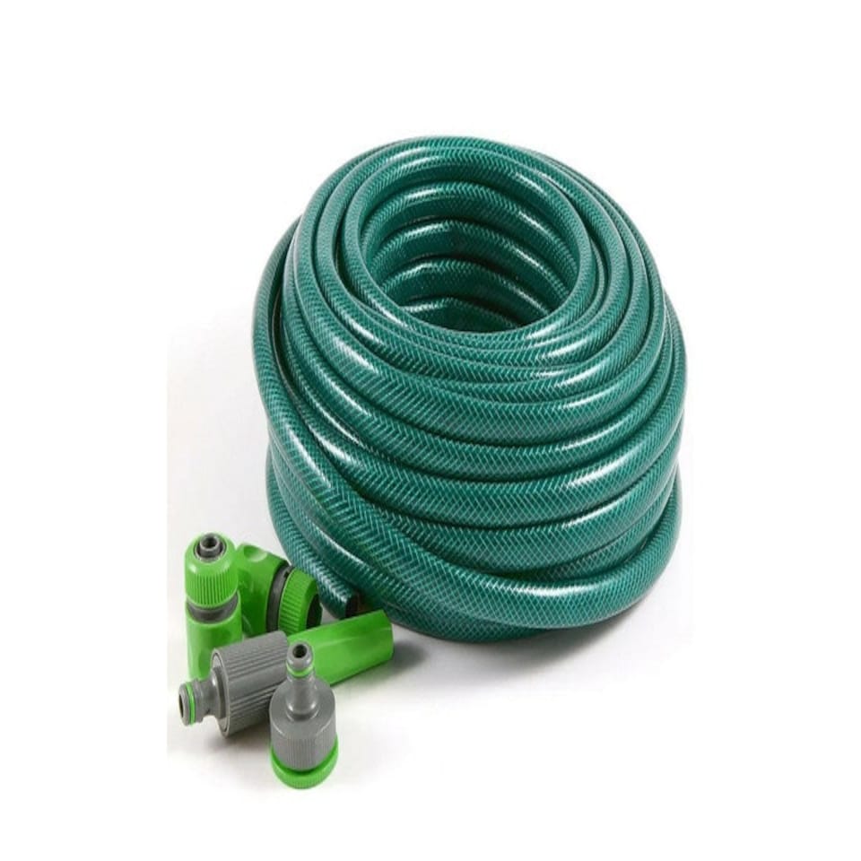 image 1 of 30M Flexible Garden Hose Set with Connectors - Leak-Proof Lightweight and Kink-Free 30M Watering Hose Kit for Home Lawn and Plant Care Green