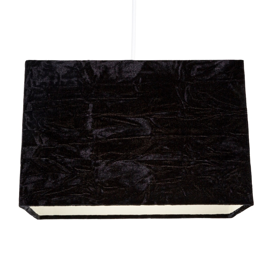 image 1 of Contemporary Designer Jet Black Crushed Velvet Fabric Rectangular Lamp Shade | Black